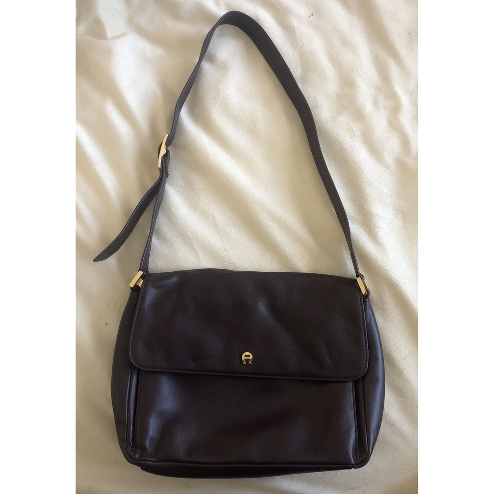 Vtg Etienne Aigner Smooth Leather Burgundy Purse Shoulder Bag Lots Of Storage